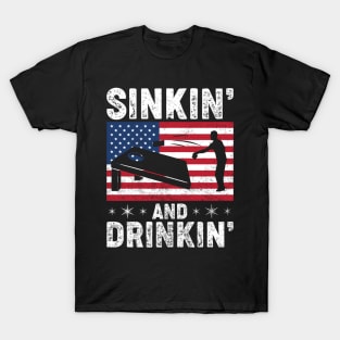 Funny Cornhole Player USA Sinkin' And Drinkin' T-Shirt